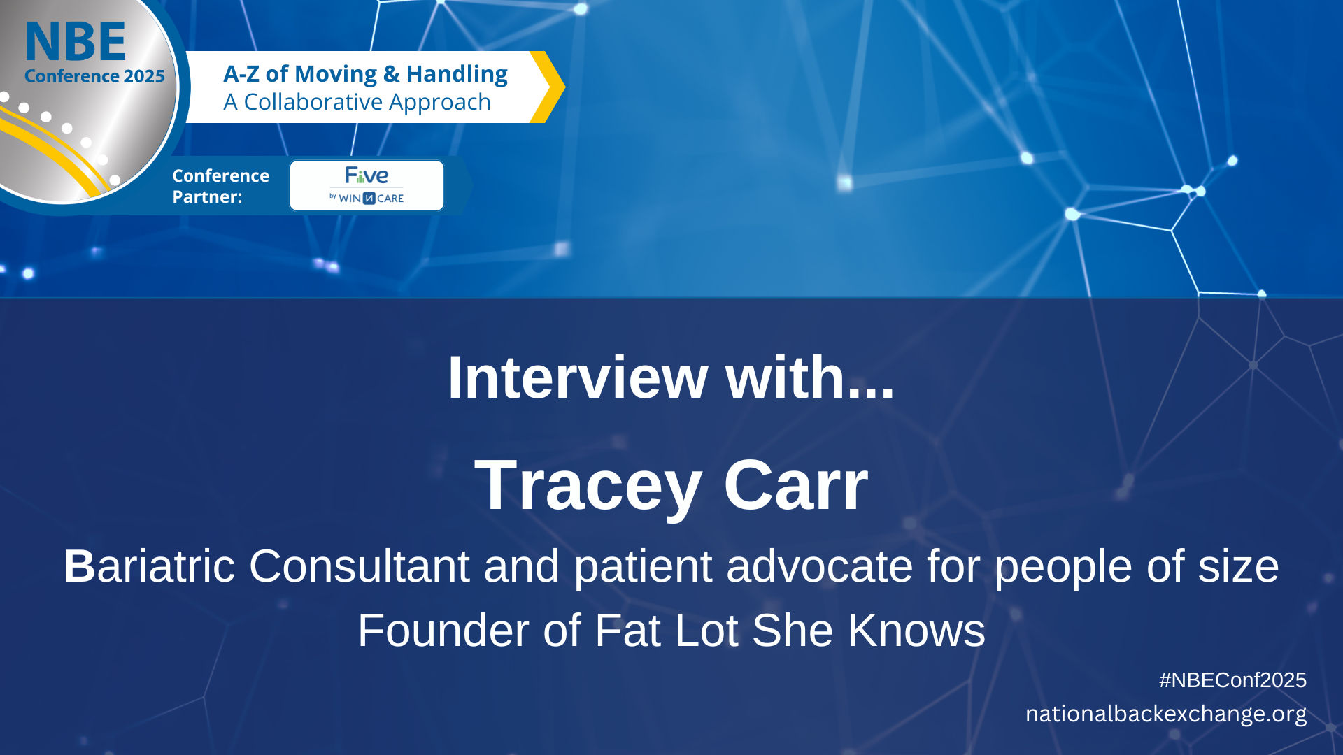 NBE Conference Blue Title Slide - Interview with Tracey Carr